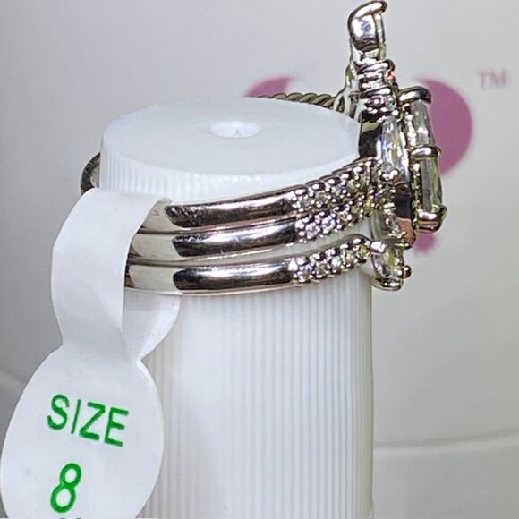 Diamond CZ Pear Shaped Halo Ring RBP7403 Size 8 - Picture 2 of 5